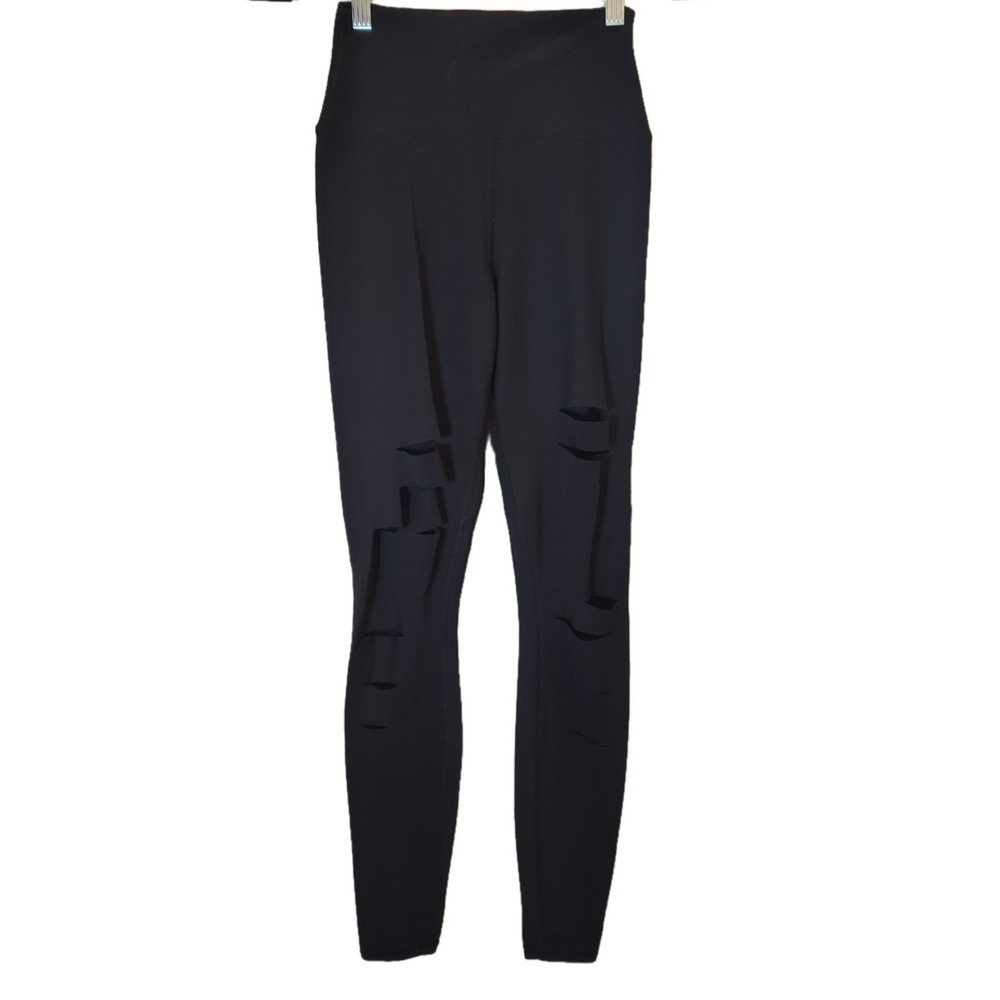 Alo Yoga Black Women's Warrior High Waist‎ Activewear Cut-Out Leggings Size XS